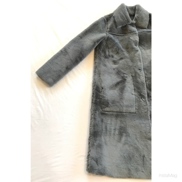 MAEVE Gray Reversible Faux Leather & Faux Fur Long Coat - Picture 12 of 16